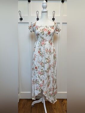 NWT Sweet Lemon Boutique Size Large Smoked Maxi Dress Summer Flowy Romantic Boho